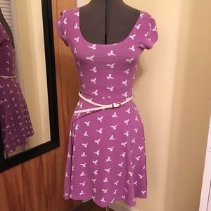 Derek Heart purple skater dress with birds